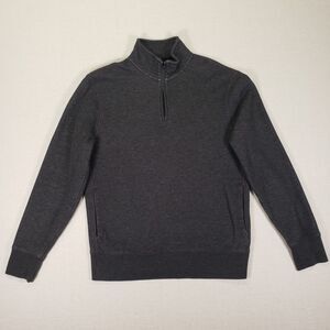 J. Crew Men's Small Gray Quarter Zip Pullover Sweatshirt Fleece Lined Sweater